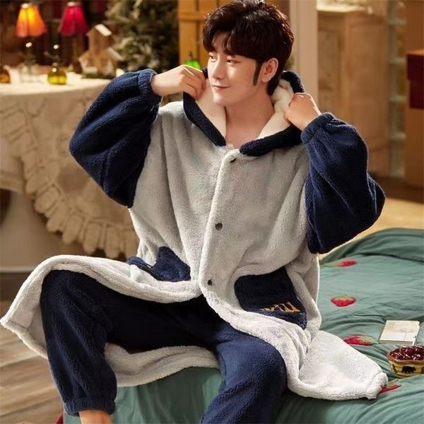 men's sleepwear flannel warm pajamas coral fleece nightgown thicken autumn winter pyjamas suit homewear 221007, Black;brown
men's sleepwear flannel warm pajamas coral fleece nightgown thicken autumn winter pyjamas suit homewear 221007, Black;brown