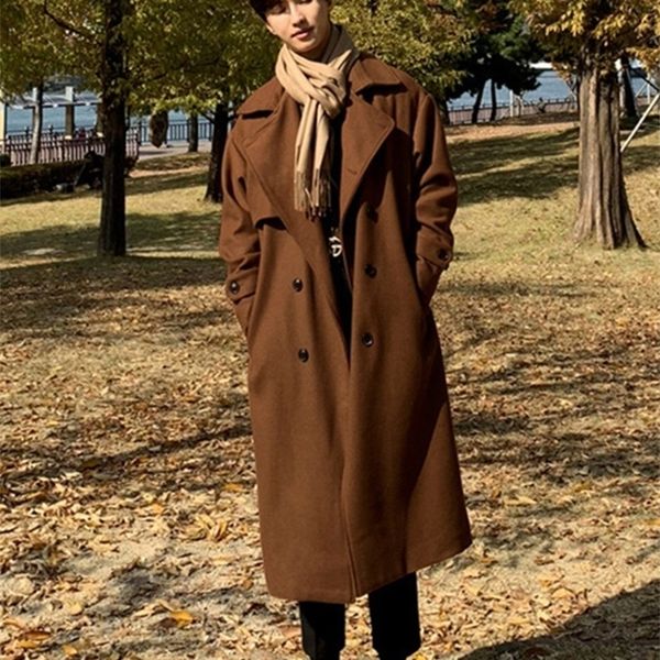 men blends mauroicardi autumn long loose casual caramel black soft warm woolen trench coat men sashes double breasted korean fashion 221007
men blends mauroicardi autumn long loose casual caramel black soft warm woolen trench coat men sashes double breasted korean fashion 221007