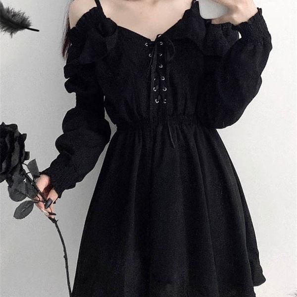casual dresses jmprs large size gothic women black mini dress off shoulder high waist tunic ladies party dress long sleeve v neck vestidos 2, Black;gray
casual dresses jmprs large size gothic women black mini dress off shoulder high waist tunic ladies party dress long sleeve v neck vestidos 2, Black;gray