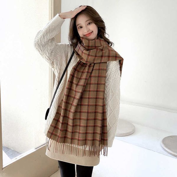 scarves retro design imitated cashmere small plaid women tassel shawl winter warm long scarf g221007, Blue;gray
scarves retro design imitated cashmere small plaid women tassel shawl winter warm long scarf g221007, Blue;gray