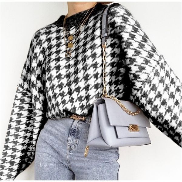 women's knits tees women casual houndstooth lady pullover sweater female autumn winter retro jumper women geometric blue knitted sweate, White
women's knits tees women casual houndstooth lady pullover sweater female autumn winter retro jumper women geometric blue knitted sweate, White