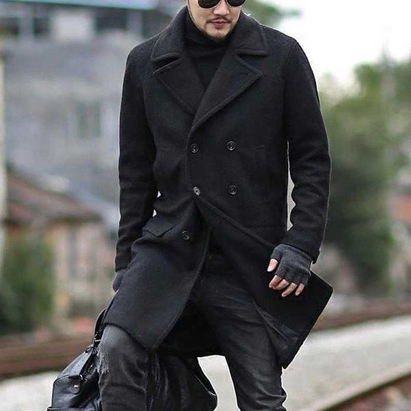 men's fur faux fur fashion double breasted casual mens woolen coat new winter mid-length turn-down collar long overcoat mens wool coats, Black
men's fur faux fur fashion double breasted casual mens woolen coat new winter mid-length turn-down collar long overcoat mens wool coats, Black
