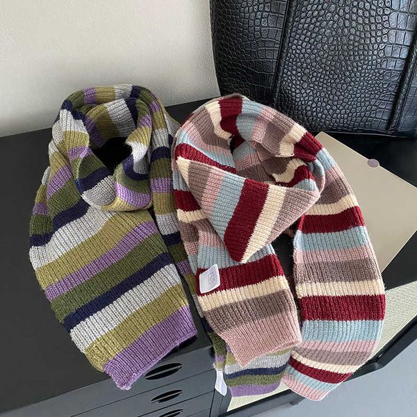 scarves women's color contrast stripe knitted wool scarf warm keeping neckwear g221007, Blue;gray
scarves women's color contrast stripe knitted wool scarf warm keeping neckwear g221007, Blue;gray