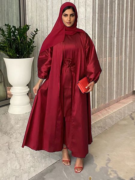 ethnic clothing 2 piece abaya muslim set arabic kaftan women satin open abayas short sleeve dress matching suit dubai islam modest outfits 2, Red
ethnic clothing 2 piece abaya muslim set arabic kaftan women satin open abayas short sleeve dress matching suit dubai islam modest outfits 2, Red