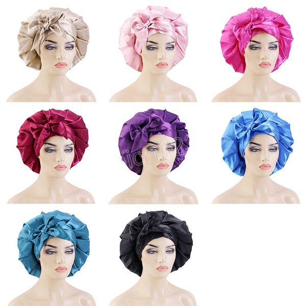 women satin bonnet with wide stretch ties long hair care sleep chemo hat adjust hair styling cap silky head wrap shower caps, Blue;gray
women satin bonnet with wide stretch ties long hair care sleep chemo hat adjust hair styling cap silky head wrap shower caps, Blue;gray