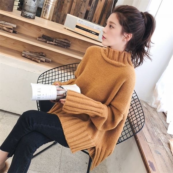 

women's knits tees oloey turtleneck sweater women pullover high elasticity knitted ribbed jumper autumn winter basic female sweater tru, White