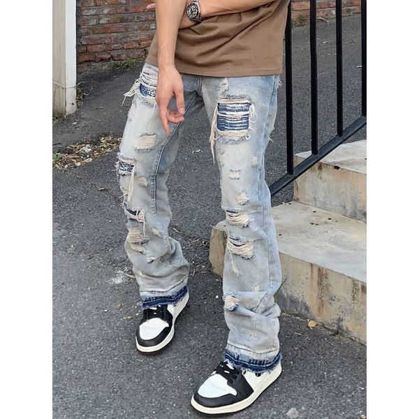 original ripped for vintage wash hole loose micro horn trousers high street streetwear denim g221007, Black
original ripped for vintage wash hole loose micro horn trousers high street streetwear denim g221007, Black