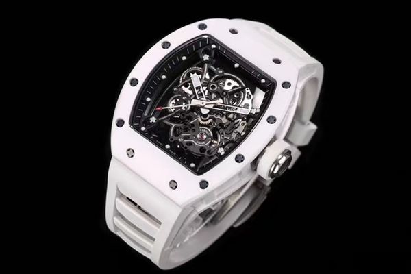 men's mechanical watch barrel shaped 50/43/16mm white carbon fiber case fully automatic wind up super high-quality hollow movement rubb, Slivery;brown
men's mechanical watch barrel shaped 50/43/16mm white carbon fiber case fully automatic wind up super high-quality hollow movement rubb, Slivery;brown