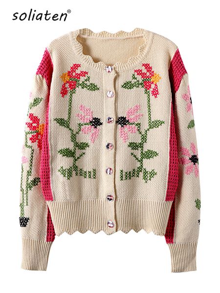 2022 autumn cardigan women fashion brand floral embroidery pink hollow out kntted sweater runway female c-161, White;black
2022 autumn cardigan women fashion brand floral embroidery pink hollow out kntted sweater runway female c-161, White;black