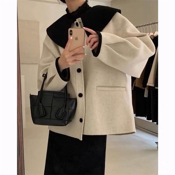 women's wool blends fashion autumn lapel single breasted solid coat women short loose casual streetwear manteau femme 221007, Black
women's wool blends fashion autumn lapel single breasted solid coat women short loose casual streetwear manteau femme 221007, Black