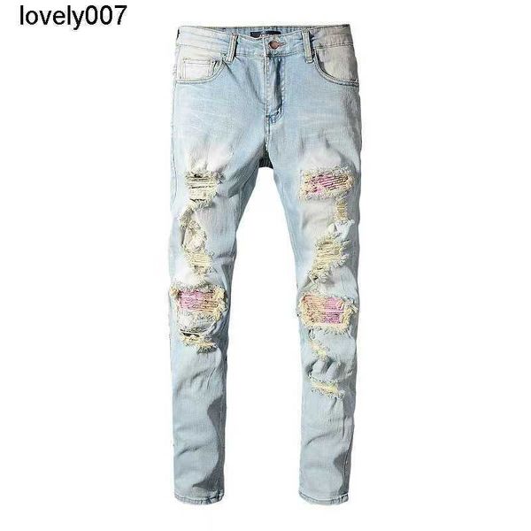 designer men's jeans amirs style european men's pierced slim fit denim pants mixed leggings, Blue
designer men's jeans amirs style european men's pierced slim fit denim pants mixed leggings, Blue