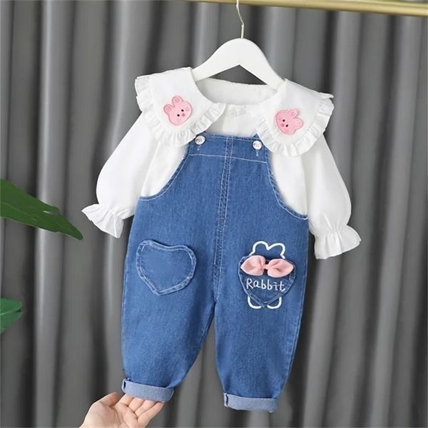 clothing sets fashion spring autumn baby girls cute long sleeves shirt denim overalls jeans pants kids clothes 221007, White
clothing sets fashion spring autumn baby girls cute long sleeves shirt denim overalls jeans pants kids clothes 221007, White
