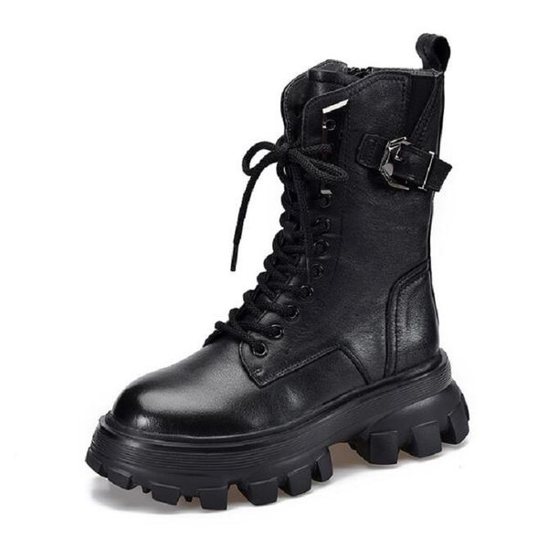 women boots genuine leather 2022 autumn fashion british style warm women shoes new comfort chunky da04, Black
women boots genuine leather 2022 autumn fashion british style warm women shoes new comfort chunky da04, Black