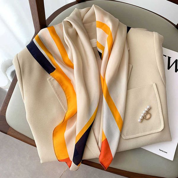 scarves 2022 imitation silk korean square scarf for women somen simple stripe stitching small shawls neckerchiefs headband tied female g2210, Blue;gray
scarves 2022 imitation silk korean square scarf for women somen simple stripe stitching small shawls neckerchiefs headband tied female g2210, Blue;gray