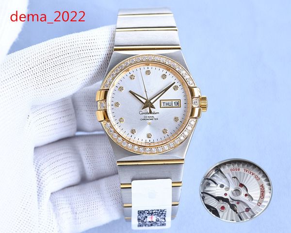 38mm double calendar wristwatch eternal constellations series mechanical automatic diamond inlaid sapphire, Slivery;brown
38mm double calendar wristwatch eternal constellations series mechanical automatic diamond inlaid sapphire, Slivery;brown