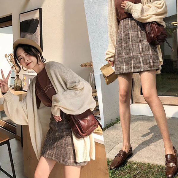 skirts retro plaid high waist for women autumn woolen all matching sheath short a line 221008, Black
skirts retro plaid high waist for women autumn woolen all matching sheath short a line 221008, Black