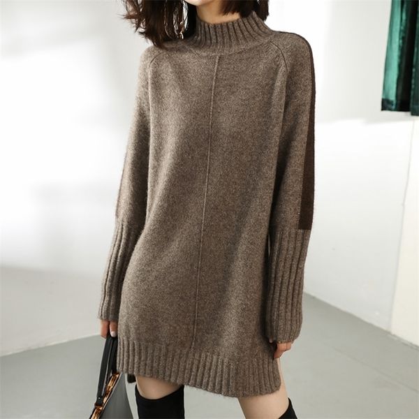 women's knits tees autumn and winter 100 wool sweater high collar pullover women long section cashmere shirt bag hip split loose thick, White
women's knits tees autumn and winter 100 wool sweater high collar pullover women long section cashmere shirt bag hip split loose thick, White