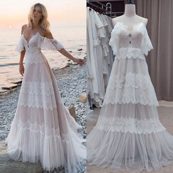 2023 boho beach wedding dresses bridal gown sleeveless lace spaghetti straps tulle floor length backless plus size custom made vestido de no, White
2023 boho beach wedding dresses bridal gown sleeveless lace spaghetti straps tulle floor length backless plus size custom made vestido de no, White