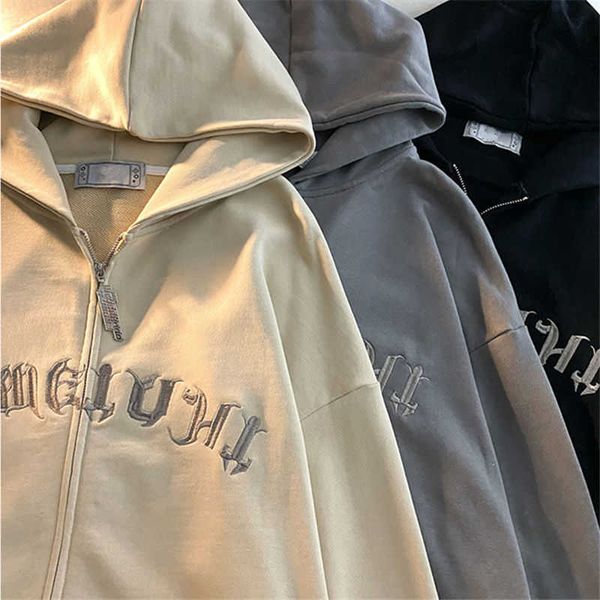 men's hoodies sweatshirts retro embroidered zip up sweatshirt harajuku 2021 plus size hoodies korean style loose lovers letter long-sle, Black
men's hoodies sweatshirts retro embroidered zip up sweatshirt harajuku 2021 plus size hoodies korean style loose lovers letter long-sle, Black