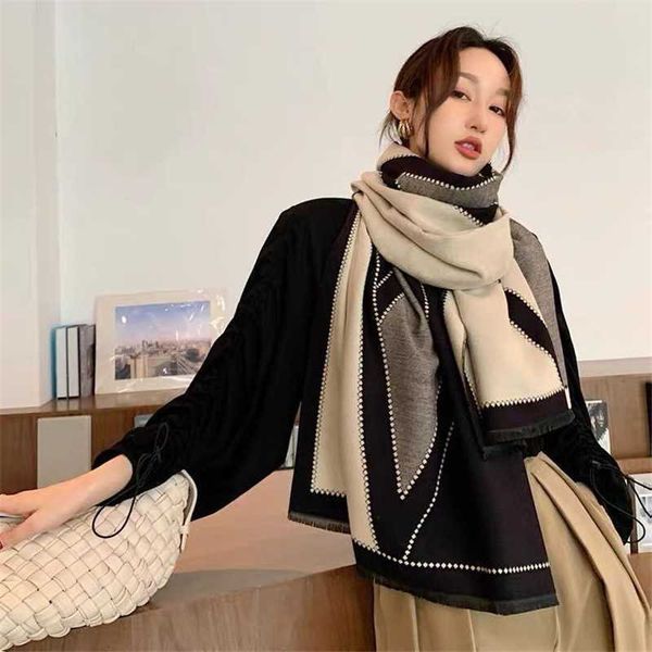 scarves luxury winter cashmere scarf women 2022 design warm pashmina blanket geometry female shawl wraps thick foulard bufanda g221007, Blue;gray
scarves luxury winter cashmere scarf women 2022 design warm pashmina blanket geometry female shawl wraps thick foulard bufanda g221007, Blue;gray