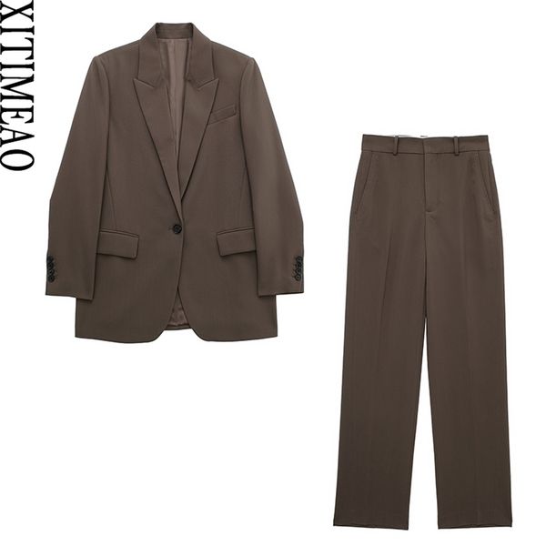 womens suits blazers xitimeaowomen fashion with pockets oversized blazer coat vintage long sleeve front button female outerwear and trousers, White;black
womens suits blazers xitimeaowomen fashion with pockets oversized blazer coat vintage long sleeve front button female outerwear and trousers, White;black