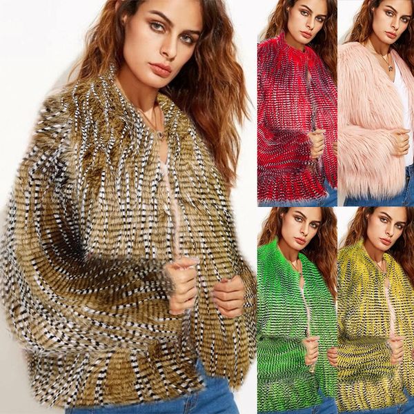 women coat thanksgiving gift winter faux fox fur imitation peacock feather jacket outdoor casual fashion leisure street long sleeve multicol, Black
women coat thanksgiving gift winter faux fox fur imitation peacock feather jacket outdoor casual fashion leisure street long sleeve multicol, Black