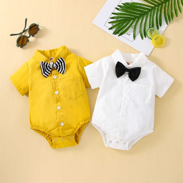 rompers baby boy summer jumpsuit short sleeve lapels casual party chest pocket buttons bodysuit with bowtie clothing j220922, Blue
rompers baby boy summer jumpsuit short sleeve lapels casual party chest pocket buttons bodysuit with bowtie clothing j220922, Blue