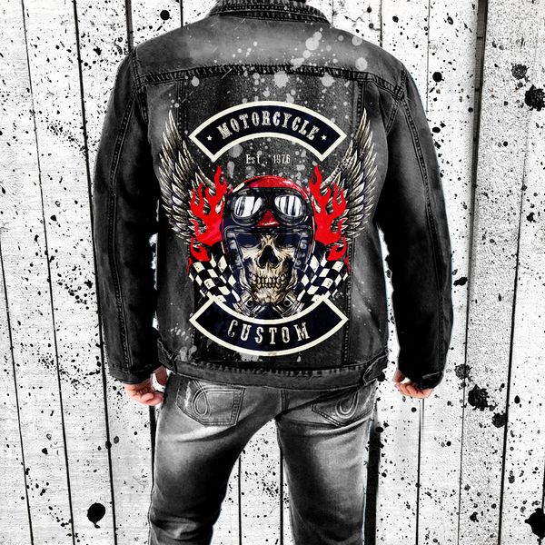 men's new fall/winter long sleeve lapel denim jacket street fashion retro flying skull print personality print graffiti cycling coat, Black;brown
men's new fall/winter long sleeve lapel denim jacket street fashion retro flying skull print personality print graffiti cycling coat, Black;brown