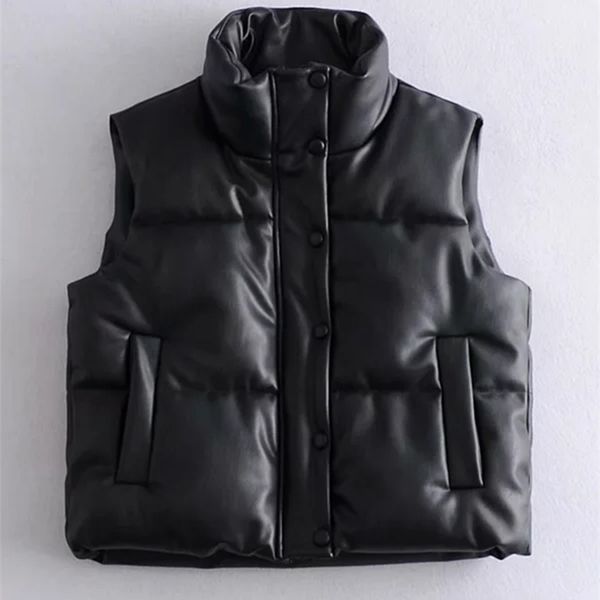 women's vests womens puffy down black pu leather woman jacket coat autumn winter outwear puffer female sleeveless 221007, Black;white
women's vests womens puffy down black pu leather woman jacket coat autumn winter outwear puffer female sleeveless 221007, Black;white