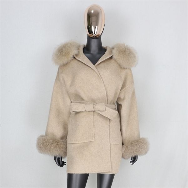 women's fur faux furbelieve real coat winter jacket women 100% natural collar cuffs cashmere wool blends oversize outerwear 221007, Black
women's fur faux furbelieve real coat winter jacket women 100% natural collar cuffs cashmere wool blends oversize outerwear 221007, Black