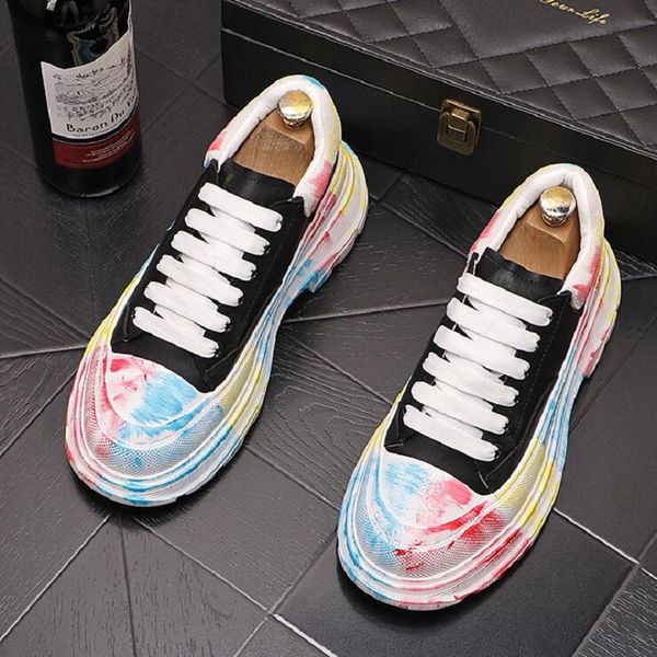 men platform loafers shoes fashion versatile graffiti lace-up sports youth shoes luxury punk rock sneakers zapatos da04, Black
men platform loafers shoes fashion versatile graffiti lace-up sports youth shoes luxury punk rock sneakers zapatos da04, Black