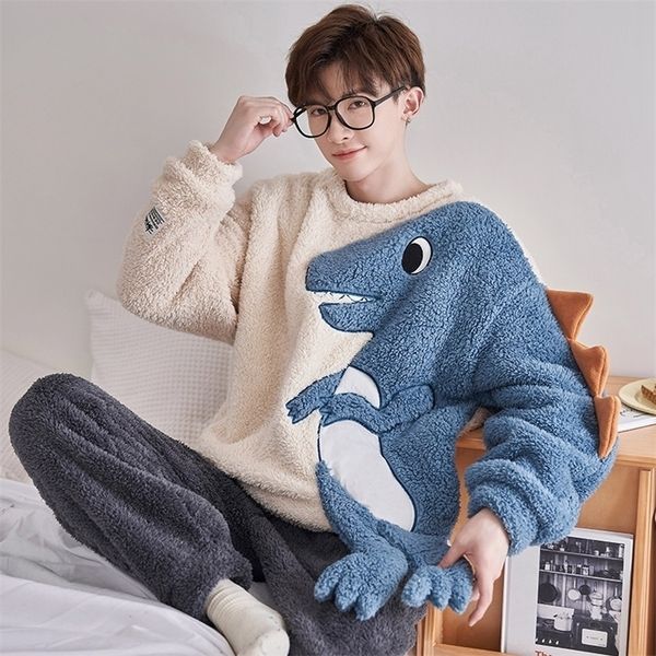 men's sleepwear winter plus size long sleeve thick warm flannel pajama sets men cute cartoon coral velvet pyjama homewear clothes l2210, Black;brown
men's sleepwear winter plus size long sleeve thick warm flannel pajama sets men cute cartoon coral velvet pyjama homewear clothes l2210, Black;brown