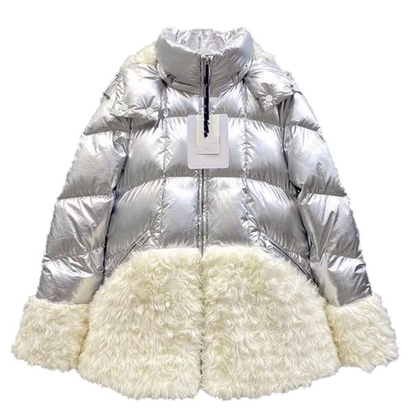 designer womens down and parkas silver shiny lamb hair panel fashion stand collar removable hat a-line casual winter warm coat top, Black
designer womens down and parkas silver shiny lamb hair panel fashion stand collar removable hat a-line casual winter warm coat top, Black