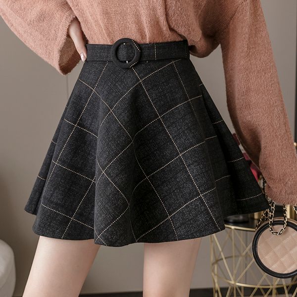 skirts autumn winter woolen women a line plaid draped waist short female 221008, Black
skirts autumn winter woolen women a line plaid draped waist short female 221008, Black