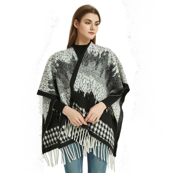 scarves european american popular tassel thickened cashmere like national style travel winter shawl scarf g221007, Blue;gray
scarves european american popular tassel thickened cashmere like national style travel winter shawl scarf g221007, Blue;gray