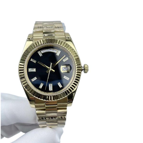 super factory mens steel watches 40mm diamond set gold dial fluted bezel ice automatic mechanical movement sapphire glass president stainles, Slivery;brown
super factory mens steel watches 40mm diamond set gold dial fluted bezel ice automatic mechanical movement sapphire glass president stainles, Slivery;brown