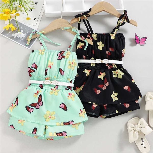rompers 04y toddlers girls sleeveless jumpsuit shorts tieup shoulder strap flower butterfly printed loose fit playsuit with belt j220922, Blue
rompers 04y toddlers girls sleeveless jumpsuit shorts tieup shoulder strap flower butterfly printed loose fit playsuit with belt j220922, Blue