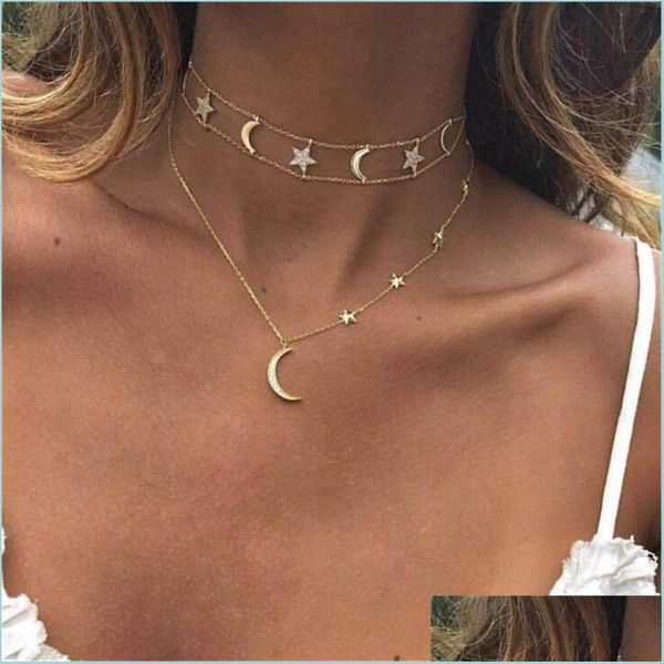 pendant necklaces female necklace fashion jewelry personality fl drill mtilayer star crescent moon inlay diamonds clavicle chain neck dhfpc, Silver
pendant necklaces female necklace fashion jewelry personality fl drill mtilayer star crescent moon inlay diamonds clavicle chain neck dhfpc, Silver