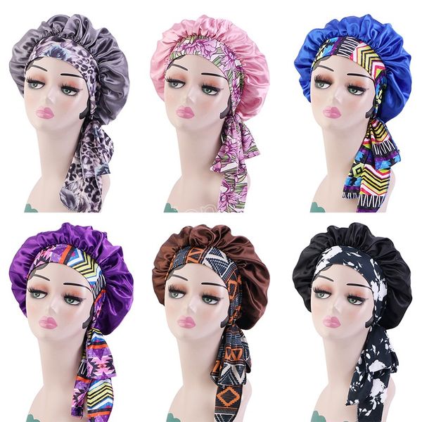 women satin bonnet cap with elastic tie band night sleep cap hair care bandana nightcap femme shower turban hat, Blue;gray
women satin bonnet cap with elastic tie band night sleep cap hair care bandana nightcap femme shower turban hat, Blue;gray
