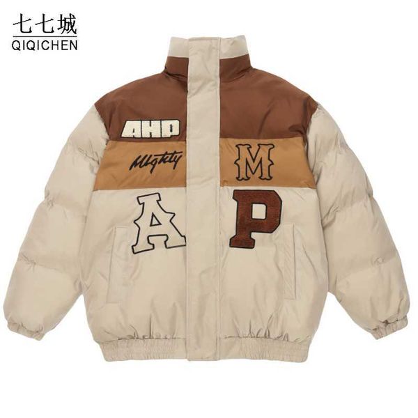 men's down parkas winter padded cotton jacket men women color block letter oversized streetwear parka couple harajuku thick warm bubble, Black
men's down parkas winter padded cotton jacket men women color block letter oversized streetwear parka couple harajuku thick warm bubble, Black
