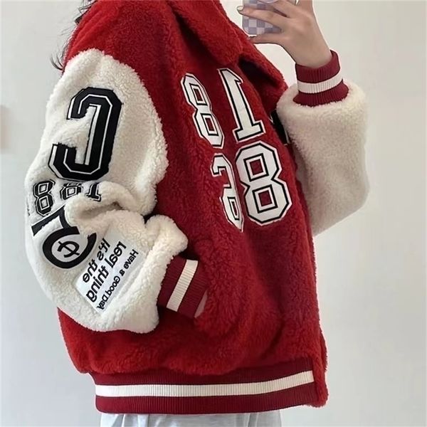 womens jackets autumn winter american lamb wool baseball uniform women loose all match national embroidered y2k velvet casual jacket 221007, Black;brown
womens jackets autumn winter american lamb wool baseball uniform women loose all match national embroidered y2k velvet casual jacket 221007, Black;brown