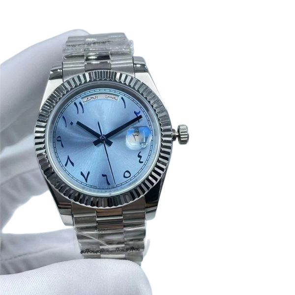 2022 popular luxury watch for men 41mm automatic movement blue arabic digital dial fluted bezel mechanical date calendar wristwatch, Slivery;brown
2022 popular luxury watch for men 41mm automatic movement blue arabic digital dial fluted bezel mechanical date calendar wristwatch, Slivery;brown
