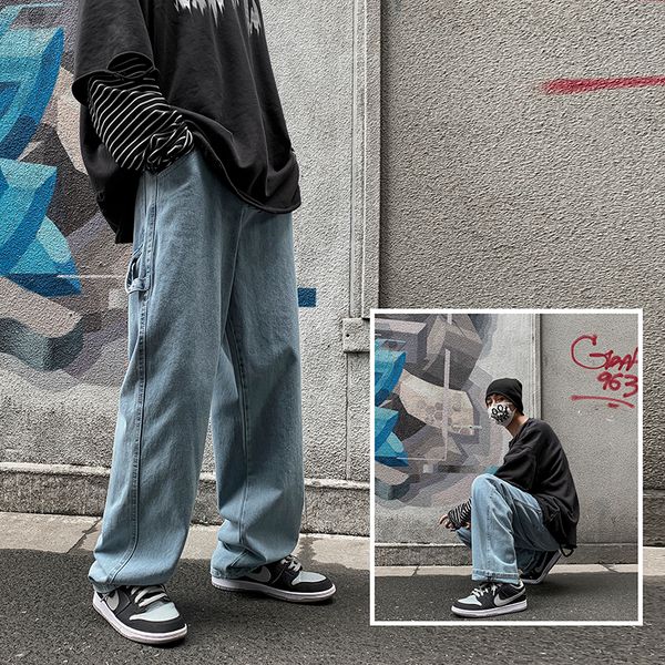 men's jeans harajuku chic straight pants men jeans summer daily casual streetwear male all match long denim trousers pants 221008, Blue
men's jeans harajuku chic straight pants men jeans summer daily casual streetwear male all match long denim trousers pants 221008, Blue