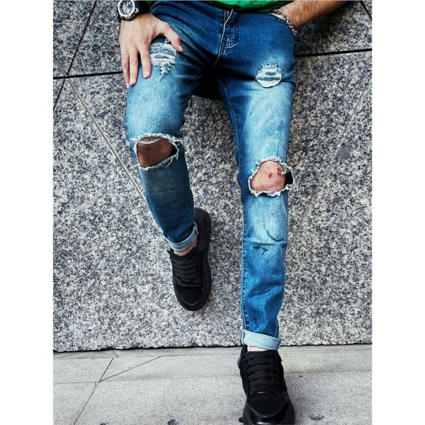 men's jeans beggars ripped jeans men fashion skinny denim trousers male slim casual elastic jeans hip hop jogging pants homme 221008, Blue
men's jeans beggars ripped jeans men fashion skinny denim trousers male slim casual elastic jeans hip hop jogging pants homme 221008, Blue