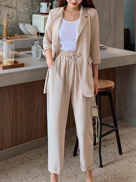 women's suits blazers women's spring summer casual office suit solid color blazer pantsuits button jacket and straight pant 2 piec, White;black
women's suits blazers women's spring summer casual office suit solid color blazer pantsuits button jacket and straight pant 2 piec, White;black