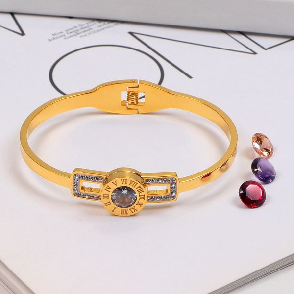 luxury bangle female inlaid coloured diamond stainless steel couple men's gold bracelets fashion 18k gilded roman numerals jewelry part, Black
luxury bangle female inlaid coloured diamond stainless steel couple men's gold bracelets fashion 18k gilded roman numerals jewelry part, Black