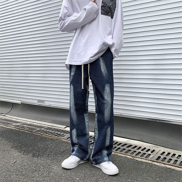 men's jeans japan style vintage hip hop print denim pants autumn male straight loose drawstring jeans streetwear baggy cowboy trousers, Blue
men's jeans japan style vintage hip hop print denim pants autumn male straight loose drawstring jeans streetwear baggy cowboy trousers, Blue
