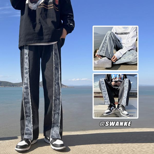 men's jeans cashew flower printed men jeans patchwork denim straight jean pants black men's hip hop jeans neutral streetwear denim, Blue
men's jeans cashew flower printed men jeans patchwork denim straight jean pants black men's hip hop jeans neutral streetwear denim, Blue