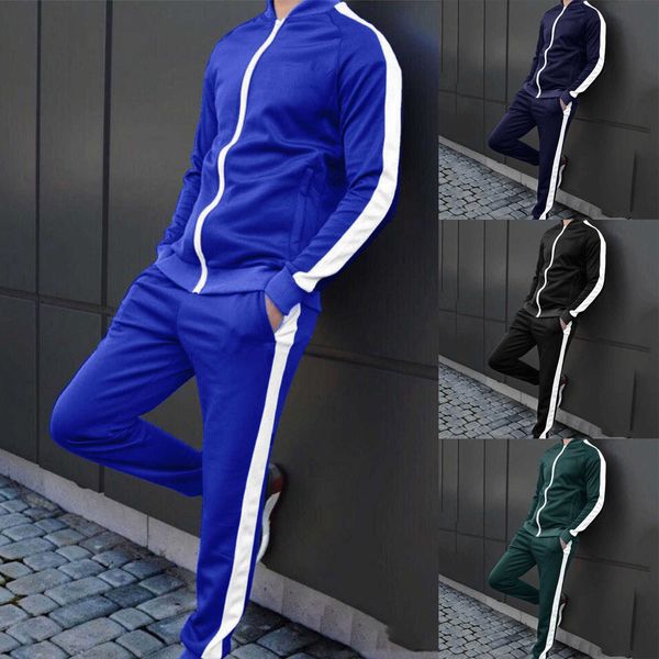 men's tracksuits mens solid stitching zipper long-sleeved trouser suit autumn 2-piece patchwork pocket sleeve blouse pants sets g221007, Gray
men's tracksuits mens solid stitching zipper long-sleeved trouser suit autumn 2-piece patchwork pocket sleeve blouse pants sets g221007, Gray