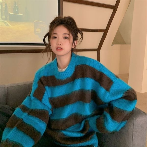 womens sweaters autumn winter retro longsleeved pullover sweater women thickened mohair collision color striped knit sweater 221008, White;black
womens sweaters autumn winter retro longsleeved pullover sweater women thickened mohair collision color striped knit sweater 221008, White;black